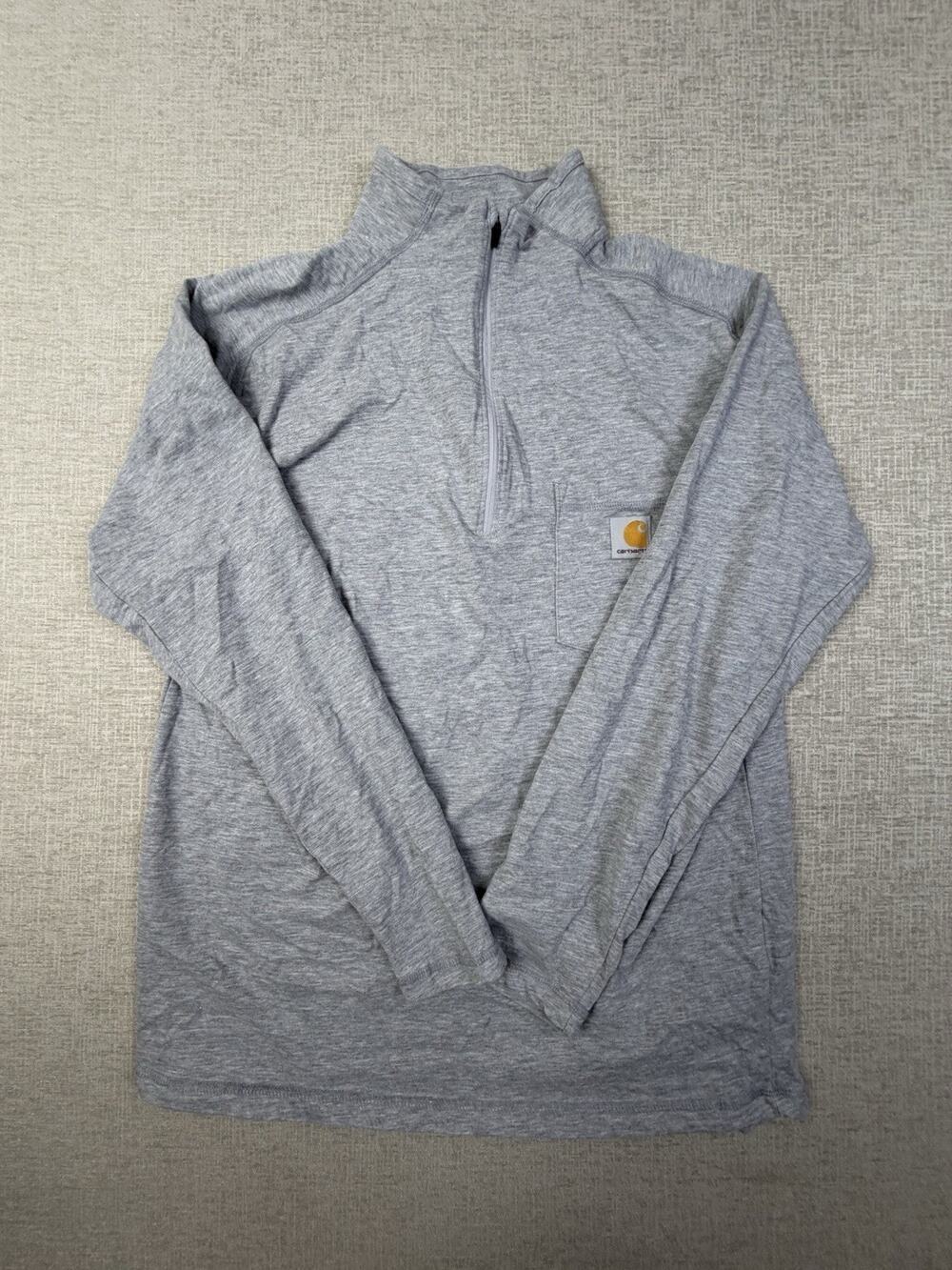 Carhartt Force 106660 Men’s Medium Gray Quarter Zip Work Shirt GEC Logo